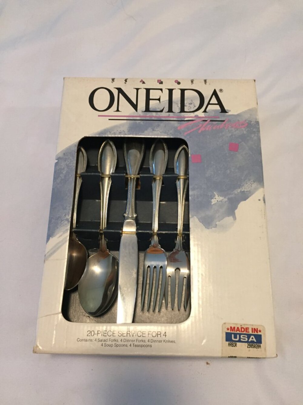 Vintage ONEIDA Arbor-American Harmony Stainless Steel Flatware Lot 20 Pieces USA